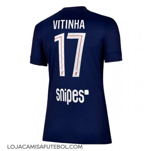 Camisa de Futebol Paris Saint-Germain Vitinha #17 Equipamento Principal Mulheres 2025-26 Manga Curta Camisa de Futebol Paris Saint-Germain Vitinha #17 Equipamento Principal Mulheres 2025-26 Manga Curta